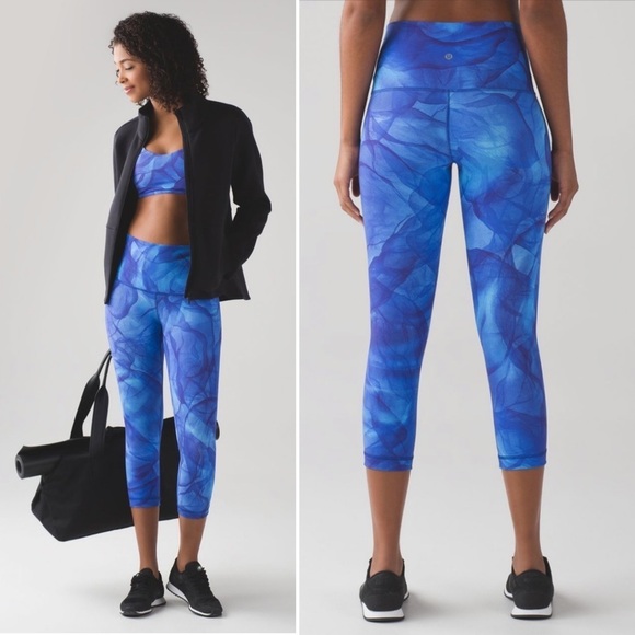 Lululemon || Wunder Under Crop Hi-Rise Midnight Tulle Multi Blue / Purple 4 - Picture 1 of 10